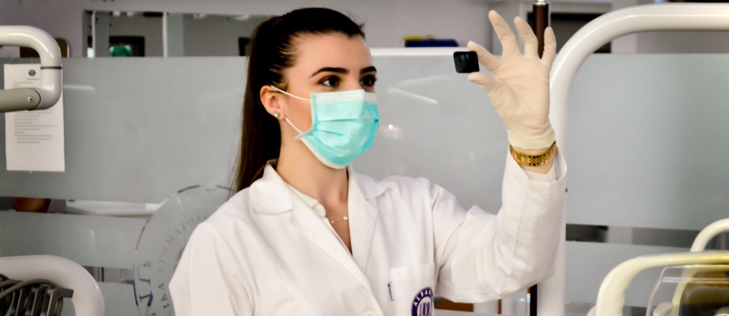 Female medical worker in lab